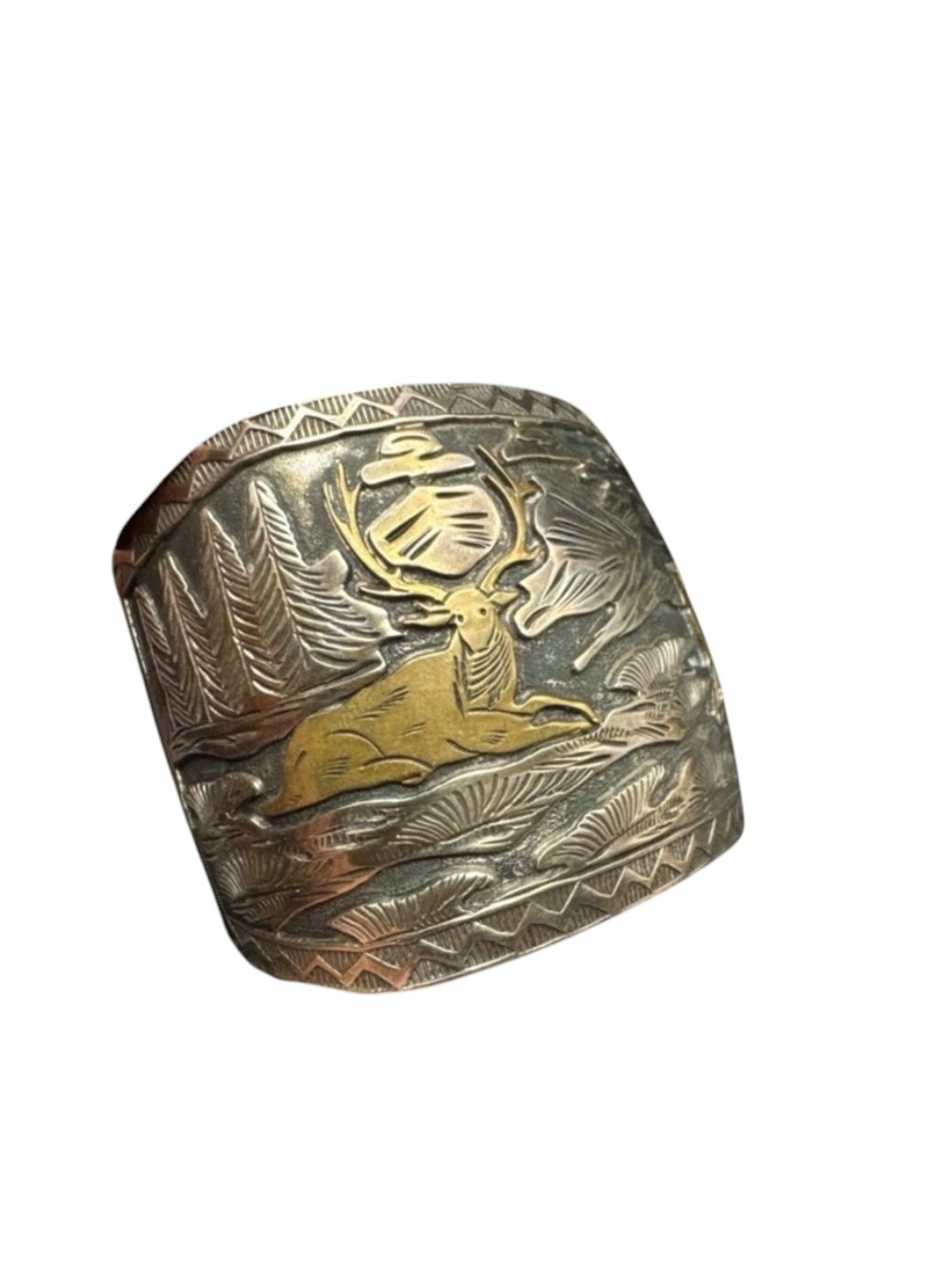 Vintage Sterling Silver Navajo Verdy Jake 12K GF Overlay Storyteller Cuff 7” - Picture 6 of 12